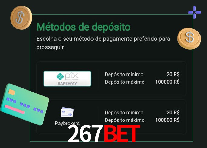 O cassino 267BET oferece uma grande variedade de métodos de pagamento